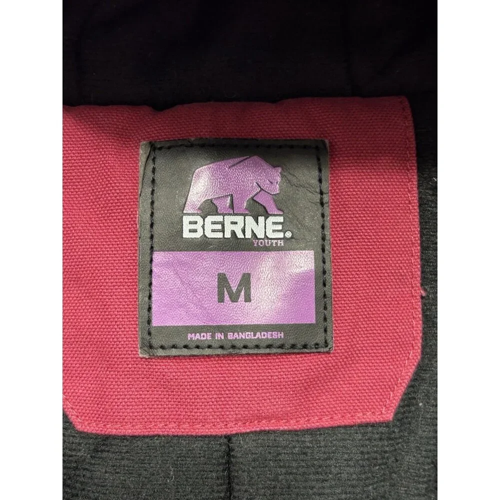 Berne canvas Coat Jacket Youth Girls MEDIUM 10-12 Pink Insulated Duck Chore Hood